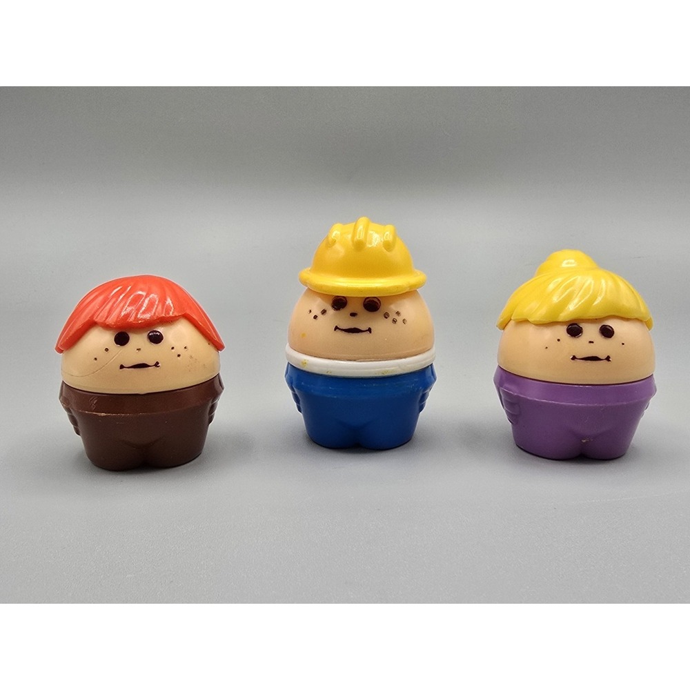 VTG Little Tikes Toddle Tots D Lot 3 People: Construction Red Hair Waffle Blonde